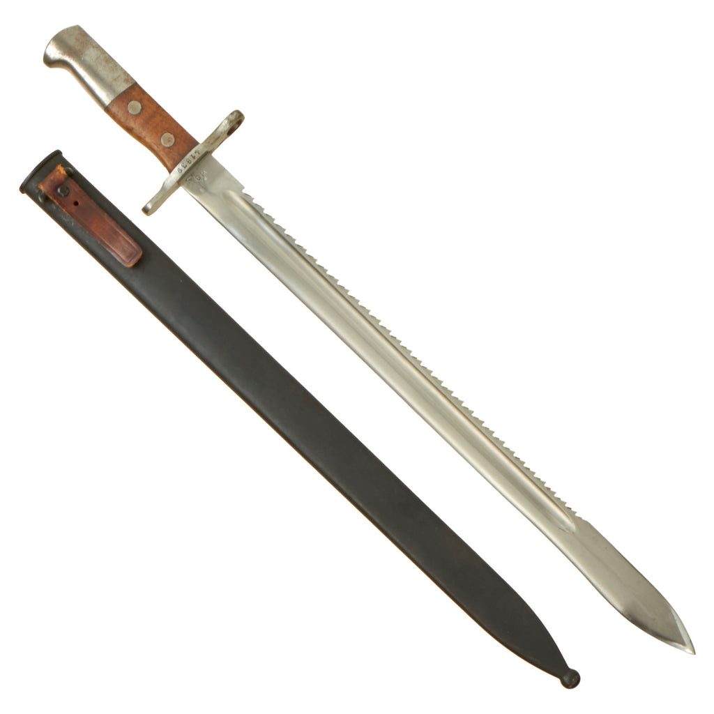 Original WWI Swiss Model 1914 Pioneer Sawback Sword Bayonet by Schmidt-Rubin with Scabbard