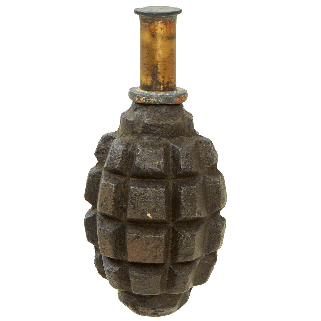 Original French WWI Complete (Without Explosives) F1 Hand Grenade with Original Fuse Cap - Inert Original Items