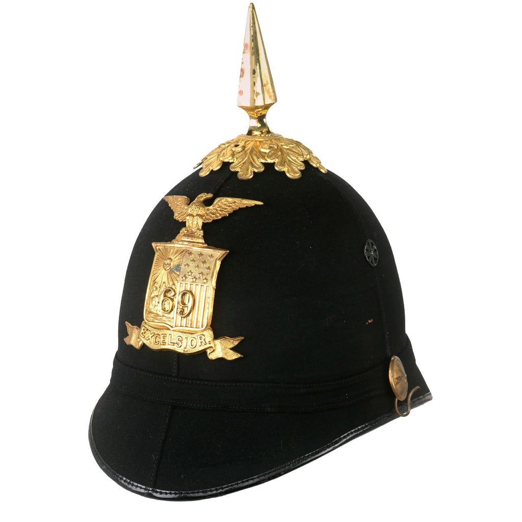 Original U.S. Model 1881 69th Infantry Regiment (New York) Enlisted Dress Spiked Pith Helmet by Ridabock & Co. - Fighting Sixty-Ninth Original Items