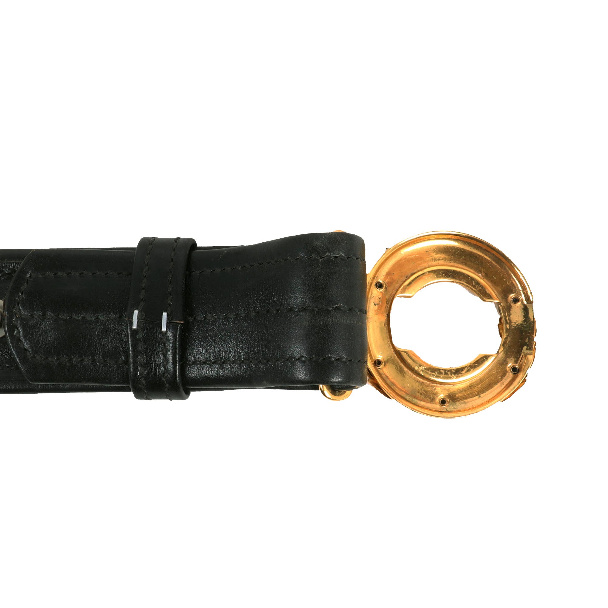 1970's US Civil War Design Bergamot Brass Belt Buckle and 44 Leather Belt