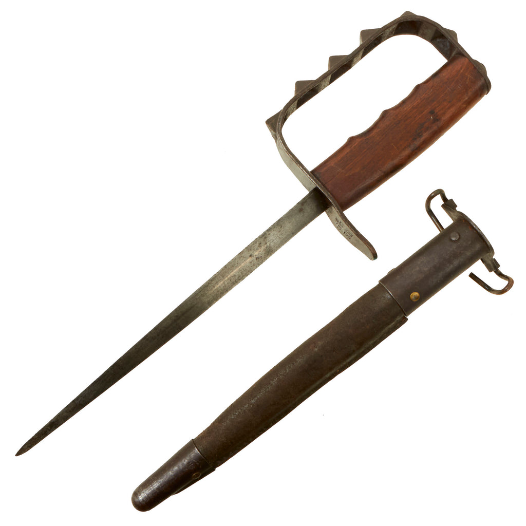 Original U.S. WWI M1917 Knuckle Duster Trench Knife with Original Scabbard