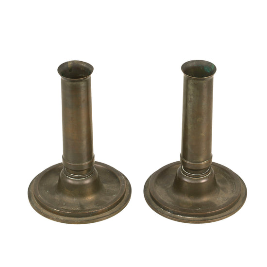 Original U.S. WWII Pair of German Artillery Shell Candle Stick Holders Trench Art - Dated 1936 Original Items