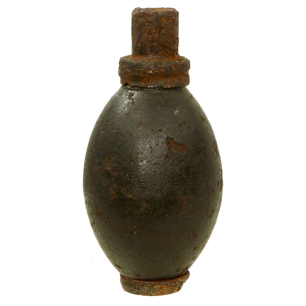 Original Dutch WWII Inert Eihandgranaat No.1 “Egg” Grenade With Transport Cap and Base Plug - Recovered From German Bunker In Holland Original Items