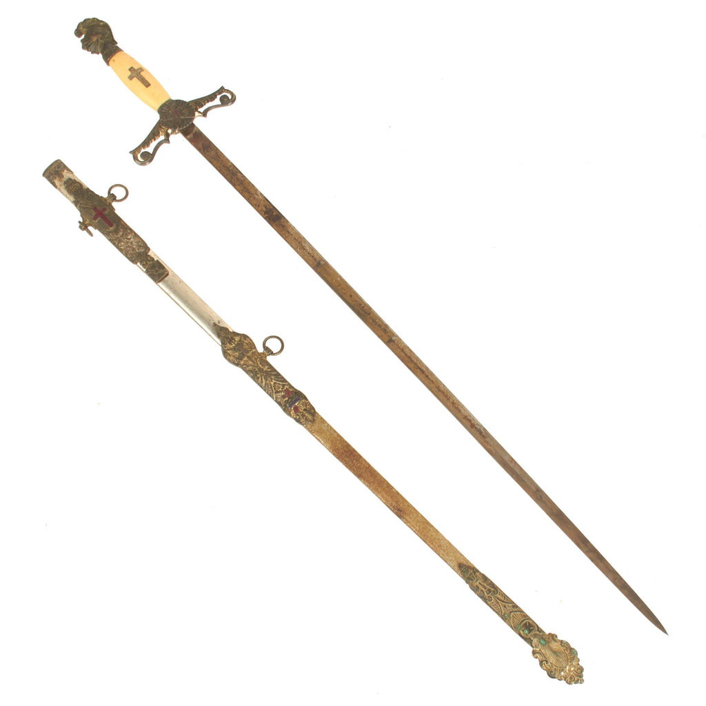 Original U.S. Late 19th Century - Early 20th Century Texas Regulation Knights Templar (Freemasonry) Ceremonial Sword and Scabbard by the Ihling Brothers Everard Company Original Items