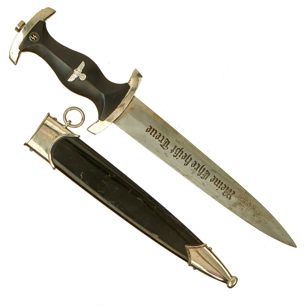 Original German WWII Model 1933 SS Dagger Attributed to Ed. Wüsthof of Solingen with Scabbard - RZM 1096 / 38 SS Original Items