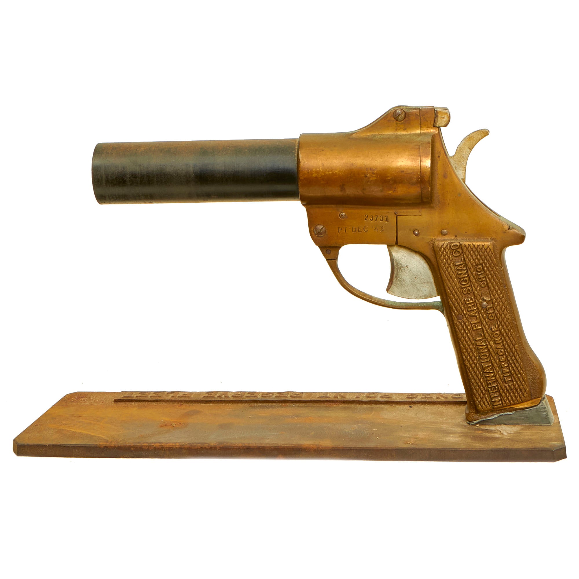 Lot - Antique c. 1850 Original US Peace Gun Powder Flash w/ Original Strap