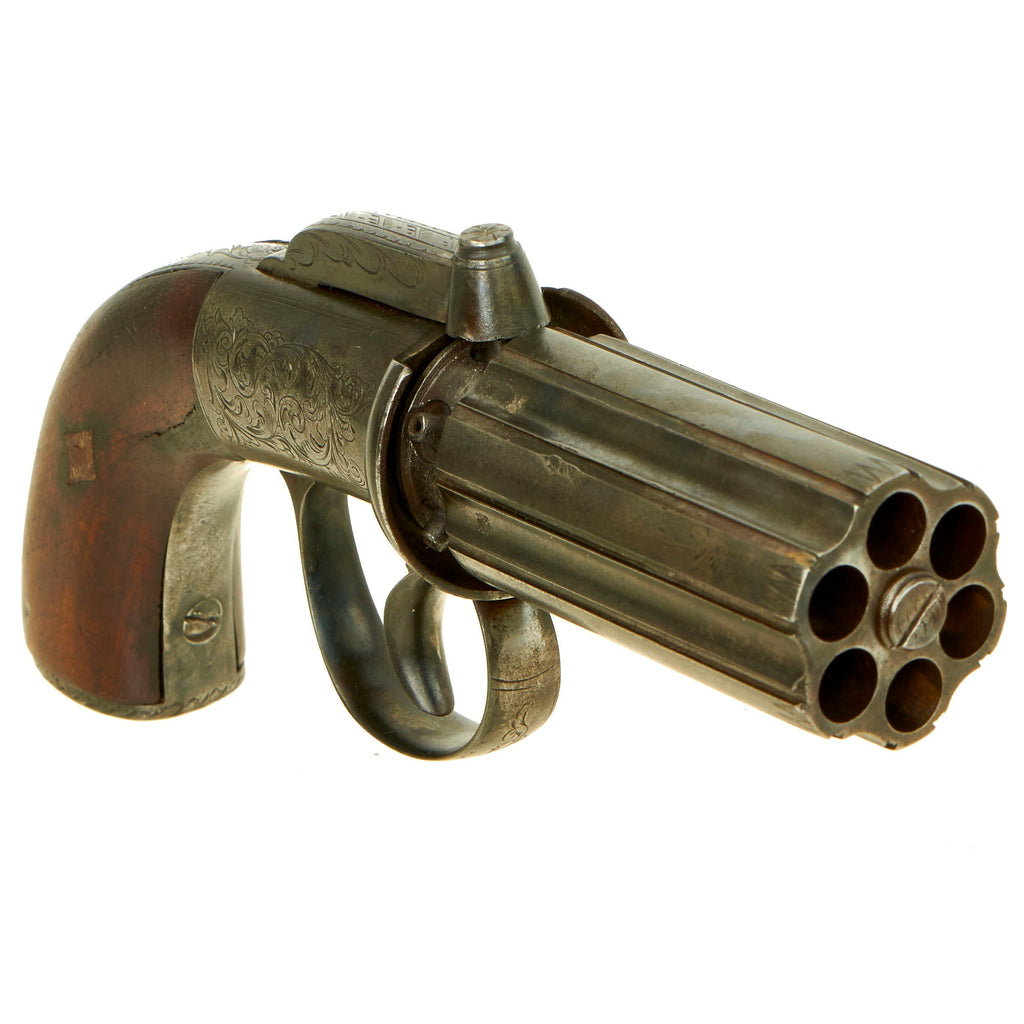 Original British Victorian .36cal Pepperbox Percussion Revolver with Birmingham Proofs - circa 1850 Original Items