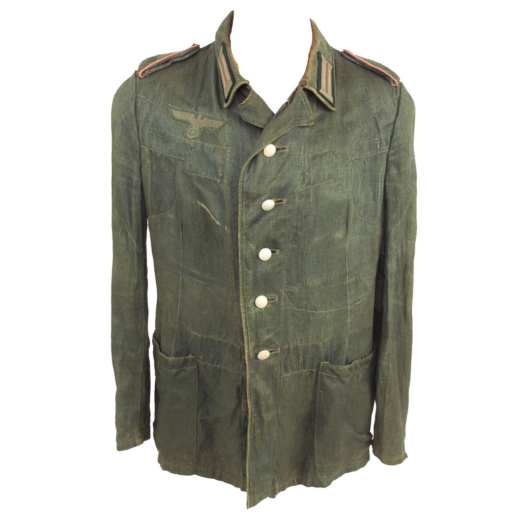 Original German WWII Heer Army Panzer Enlisted HBT Drilljacke with Early Pattern Insignia - dated 1941 Original Items