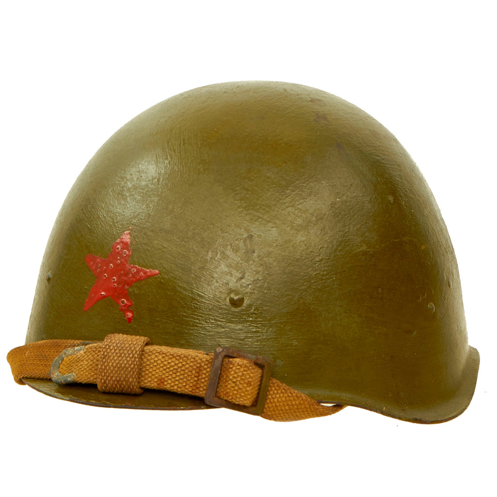 Original WWII Russian Soviet SSh-40 Steel Combat Helmet with Post War Victory Parade Repaint Original Items