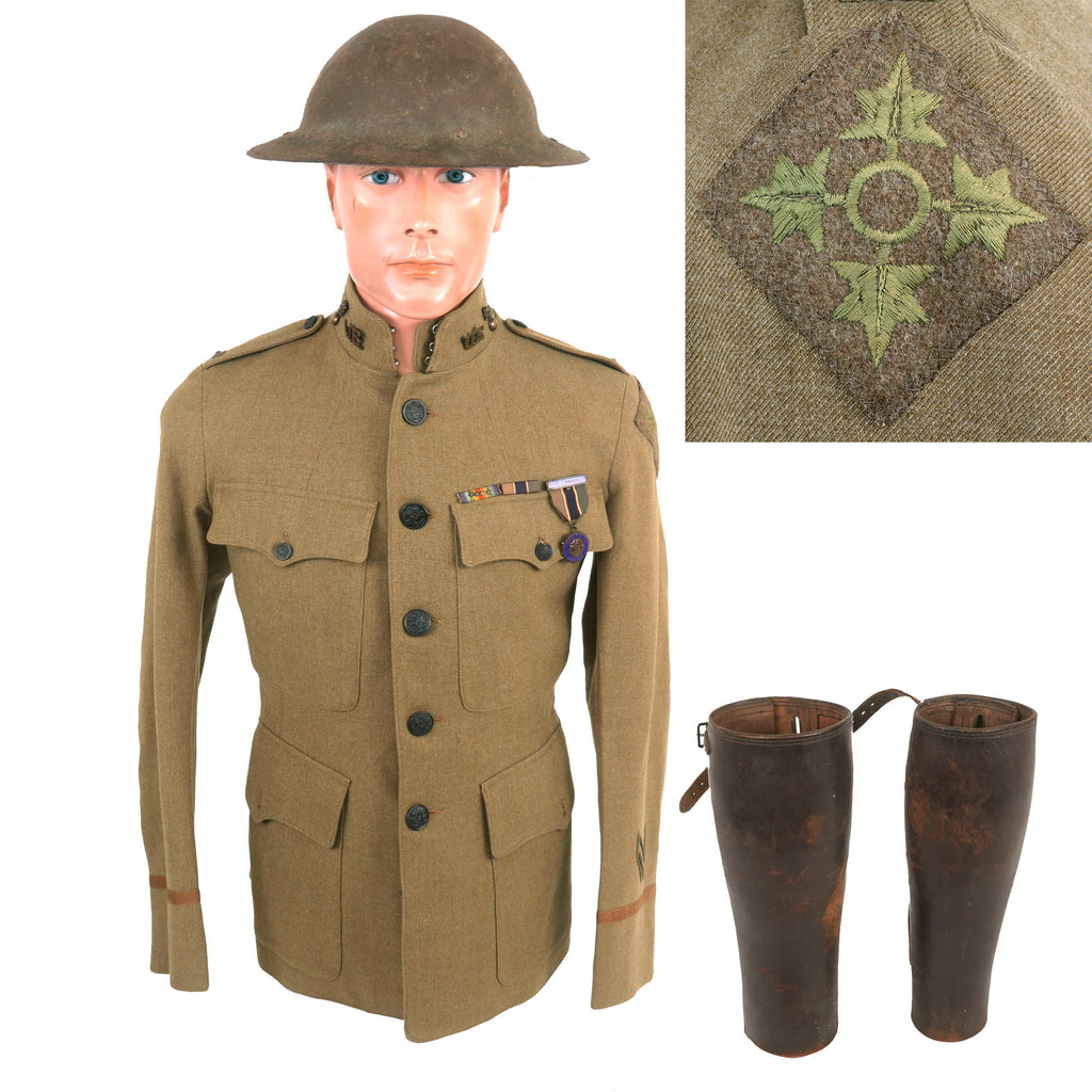 Original WWI US 4th Division Uniform & Helmet Grouping- 4th Mobile Ordnance Repair Shop MORS