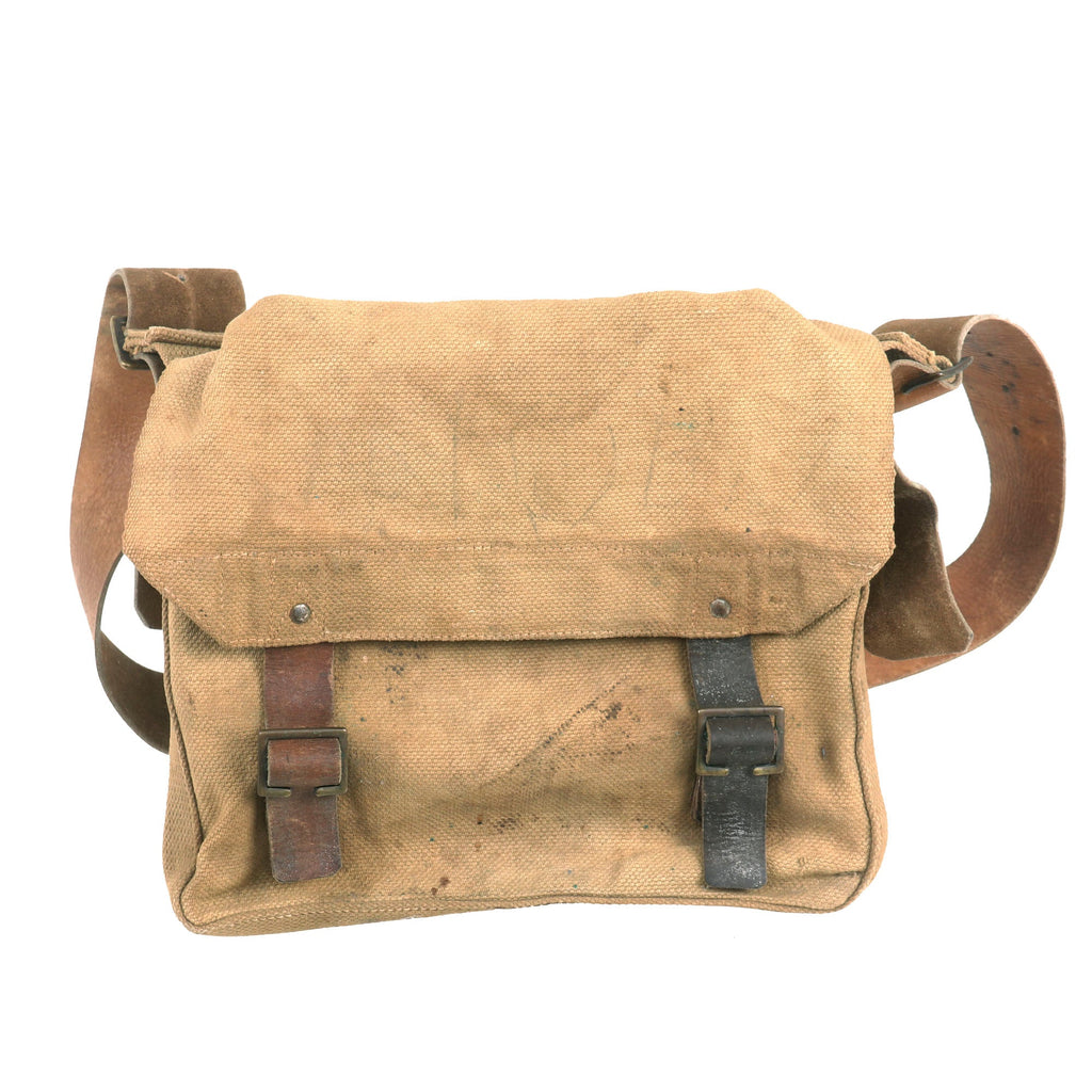 Original Australian WWI Pattern 1915 Haversack With Leather Shoulder Strap Original Items