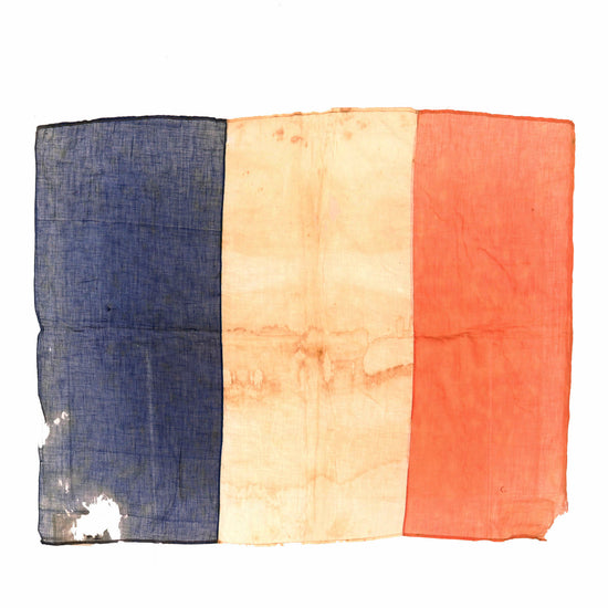 Original WWI French Small Tricolor National Flag - 27" x 40"