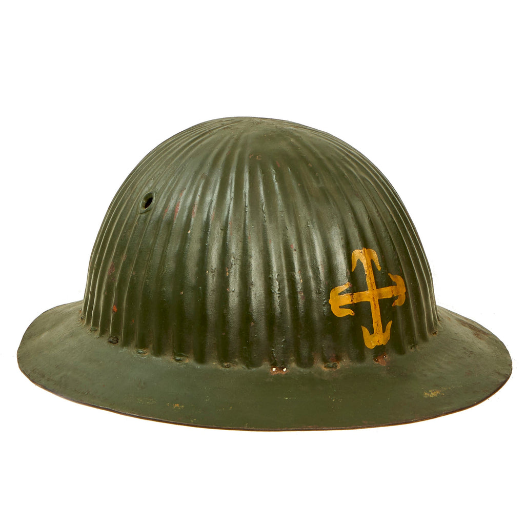 Original WWI Portuguese M1915 Corrugated Steel Helmet - Complete Original Items
