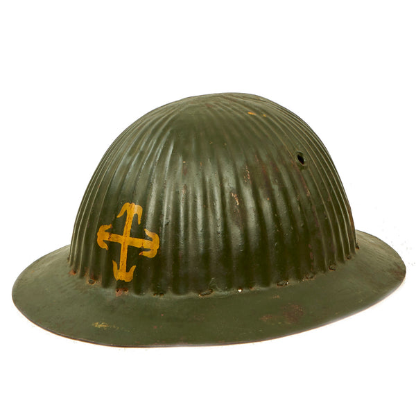 Original WWI Portuguese M1915 Corrugated Steel Helmet - Complete ...