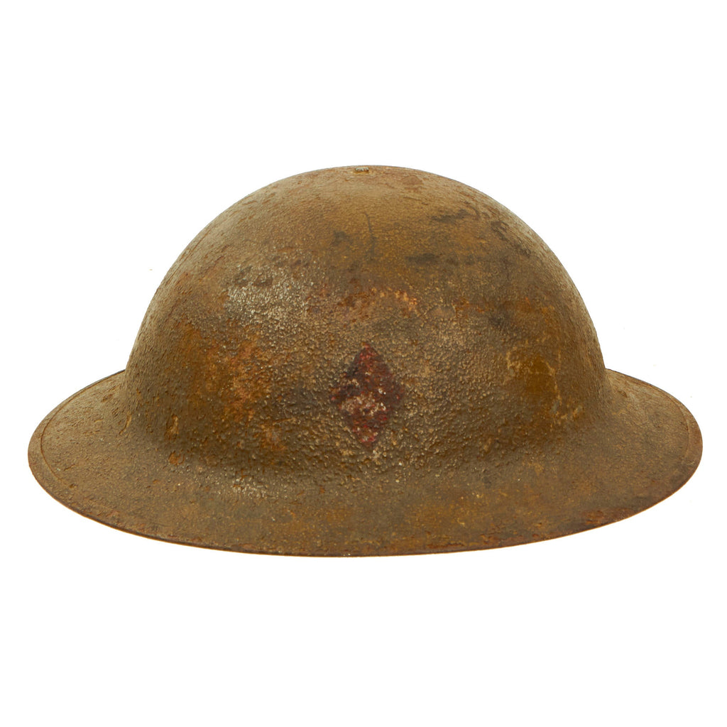 Original U.S. WWI 5th Infantry “Red Diamond” Division M1917 Doughboy Helmet - Complete Original Items