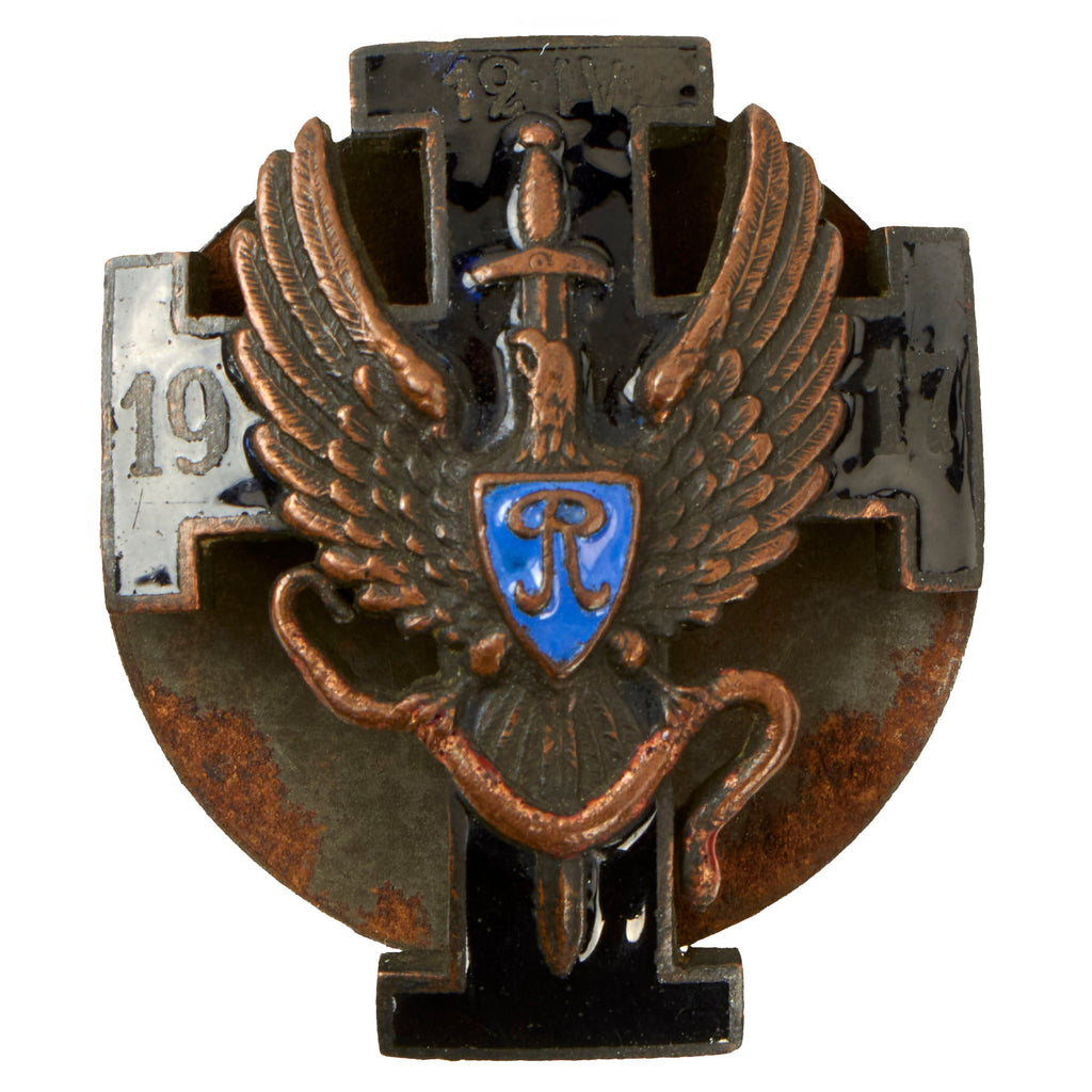 Original Pre-WWII Estonian War of Independence 1st Hussar Cavalry Regiment Badge - Screwback Original Items