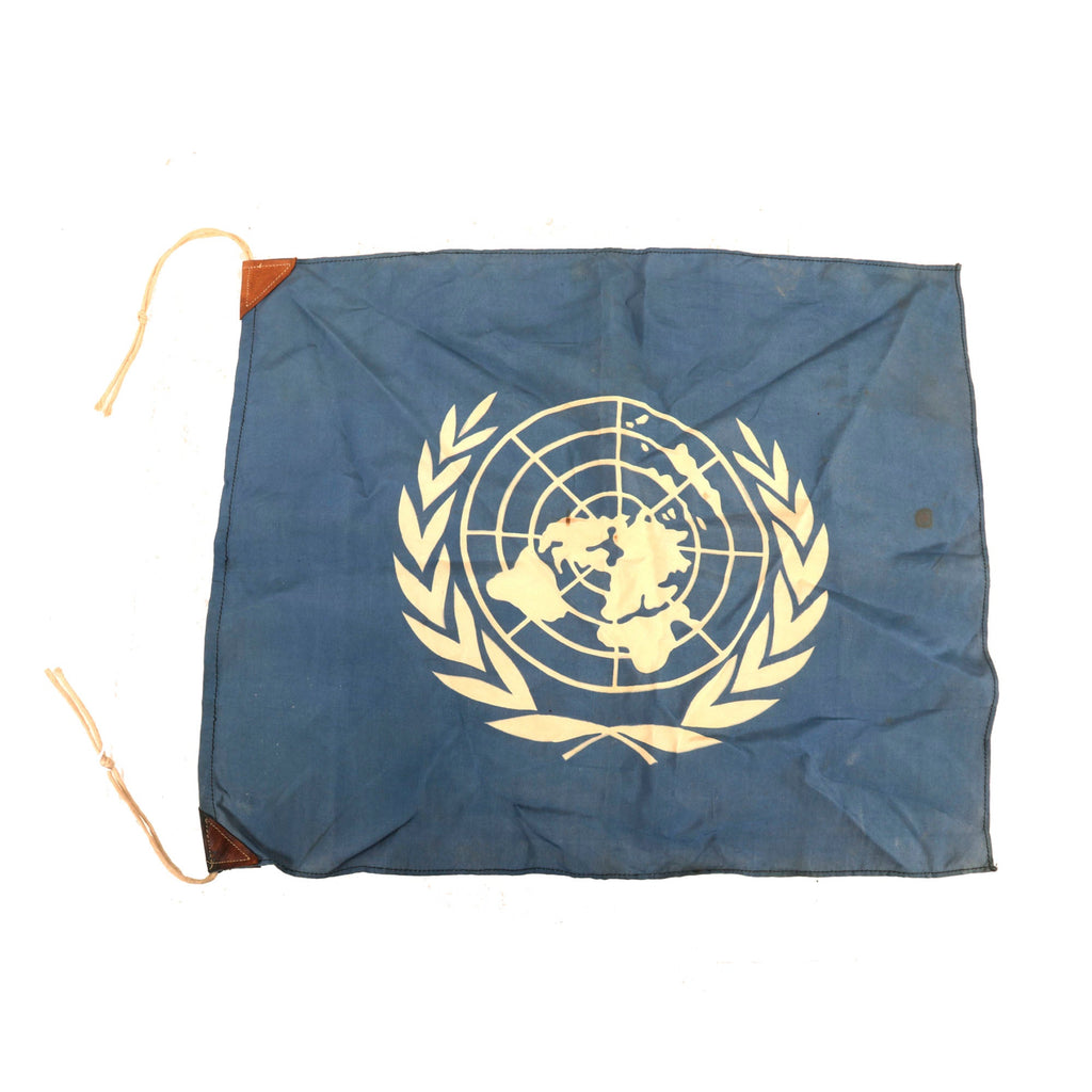 Original Japanese Korean War United Nations Flag with Leather Tabs - 14 x 17” Original Items