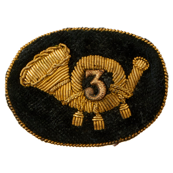 Original U.S. Civil War “3rd Infantry” Officer’s Bullion 1834 Regulation Brass Cap Badge With Felt Backing