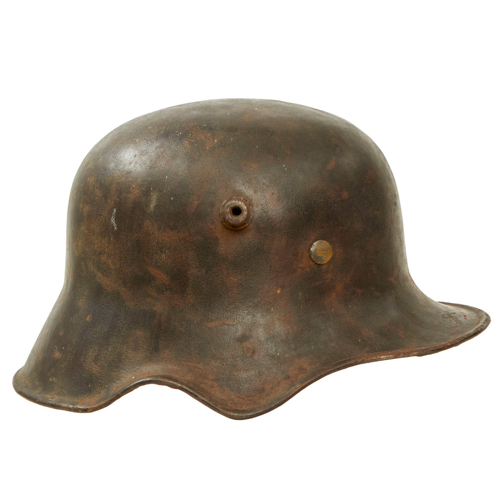 Original Imperial German WWI Single Decal Transitional M18 “Ear Cut Out” Helmet with Liner & Broken Chinstrap - Marked ET 64