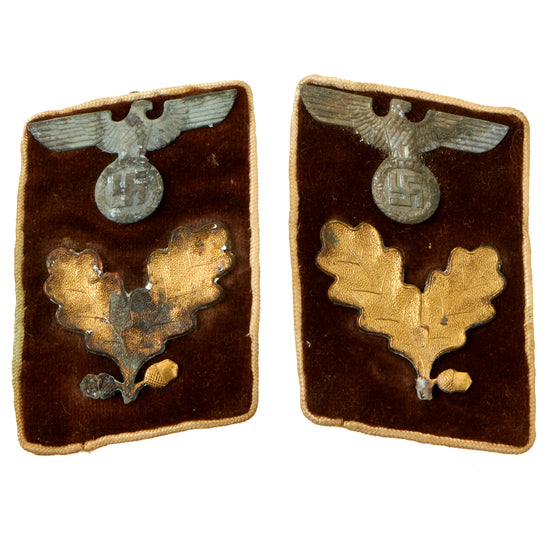 Original German WWII NSDAP District Department Leader Matched Pair of Collar Tabs with RZM Tag - Bereichsleiter