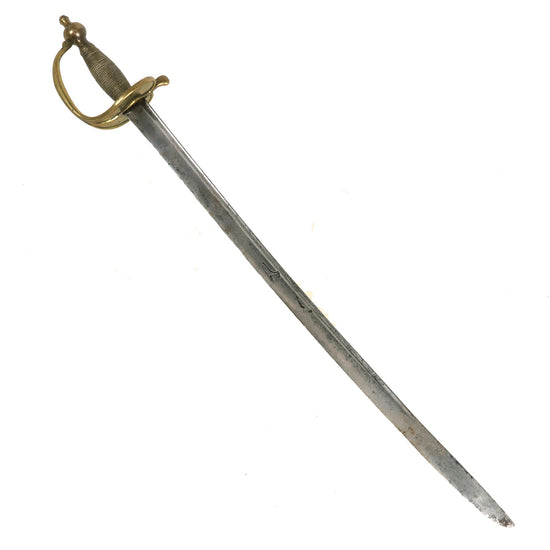 Original English Pattern 1742 Brass Hilted Infantry Hanger Sword by Samuel Harvey with Regimental Markings - Circa 1760 Original Items