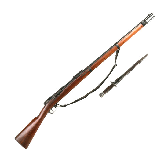 Original Imperial German Mauser Model 1871/84 Rifle by Spandau Dated 1888 with Venezuelan M1900 Bayonet and Sling - Serial 7102 Original Items