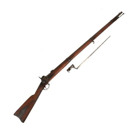 Original U.S. Civil War Springfield M1855 Rifled Musket by Harpers Ferry with Functional Taper Primer System, Patch Box & Bayonet - dated 1860 Original Items