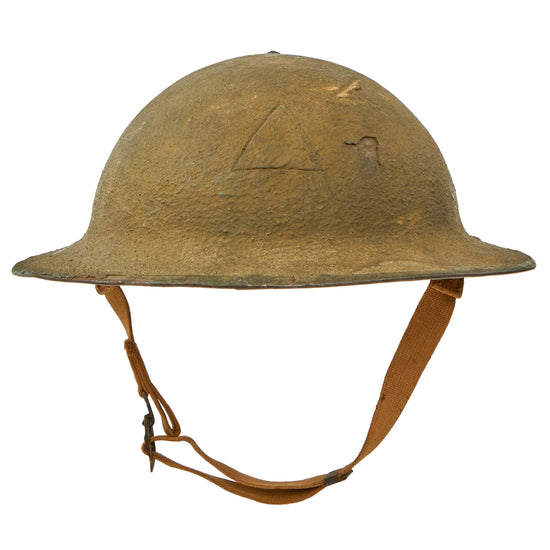Original U.S. WWII M1917A1 Kelly Helmet with Full Liner & Chinstrap - Made from WWI Doughboy Helmet Original Items