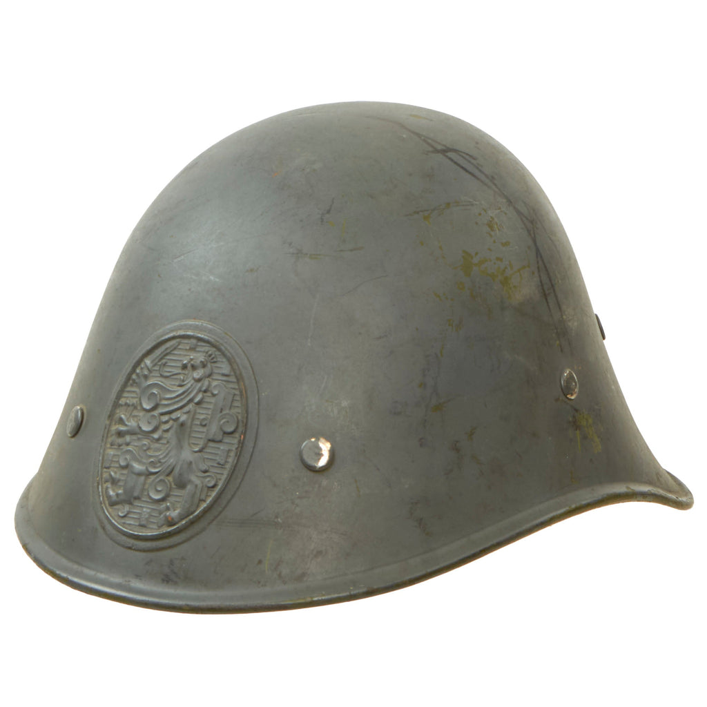 Original Netherlands WWII Dutch M34 Steel Helmet With Badge and Original Paint - Complete Original Items