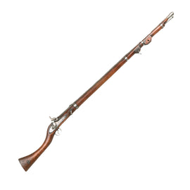 Original Early 19th Century North African Jezail Rifle with British Style Percussion Lock and Heavy Figured Stock with Swivel Yoke Fitting - circa 1850