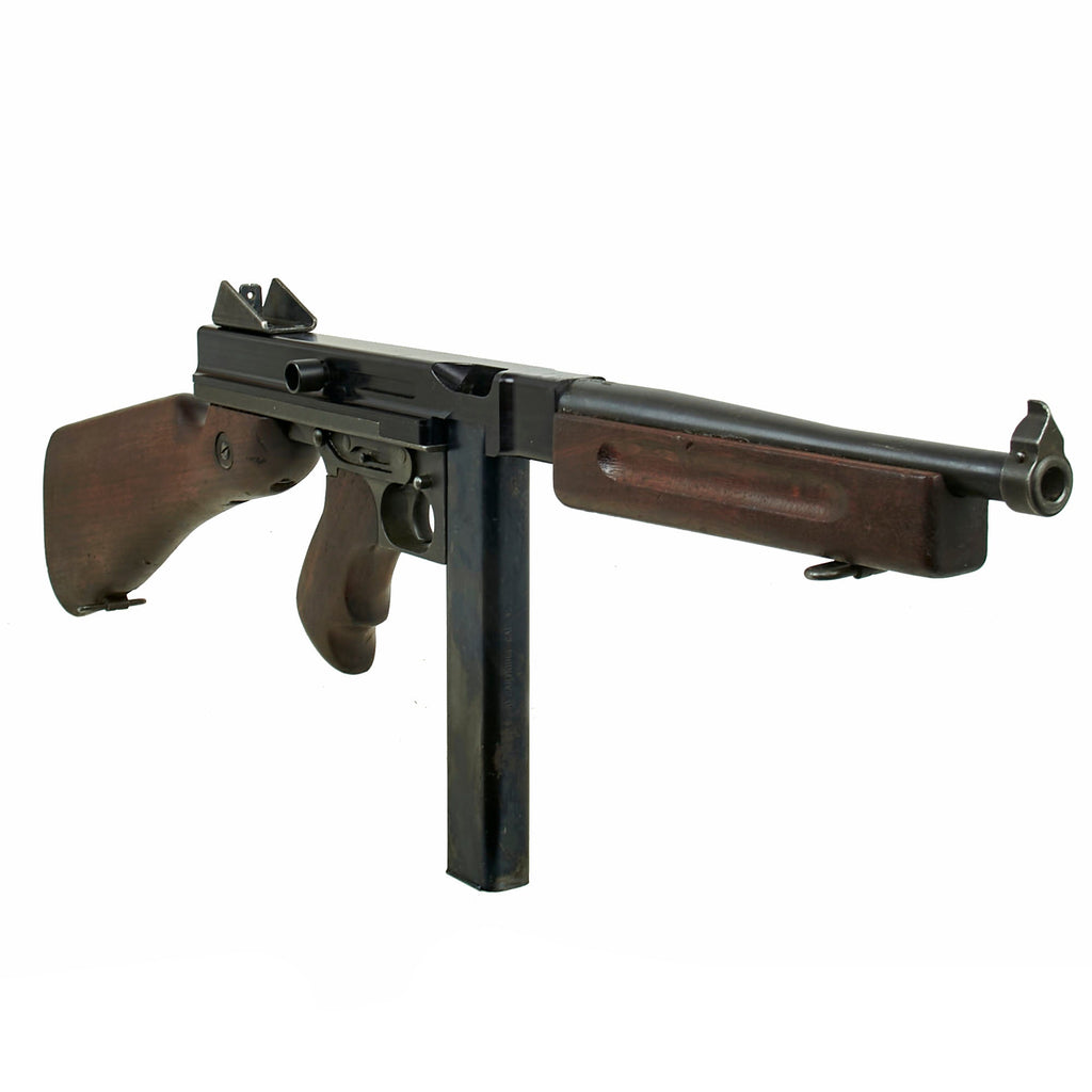 Original U.S. WWII Thompson M1A1 Aluminum Receiver Display Submachine Gun Serial 6913 with Live Barrel and Magazine Original Items