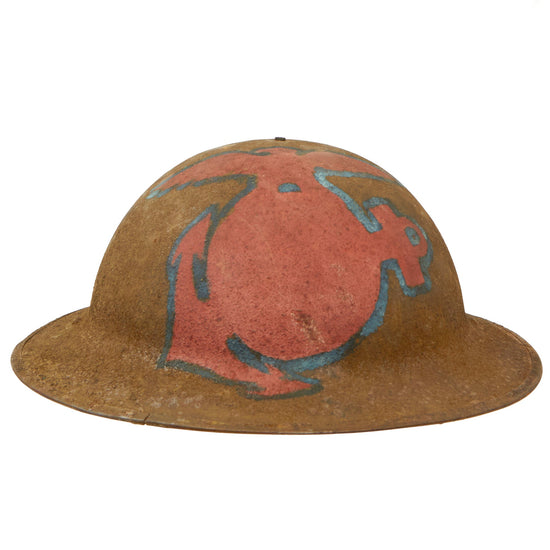 Original U.S. WWI United States Marine Corps M1917 Painted Helmet with Liner and Chinstrap Original Items