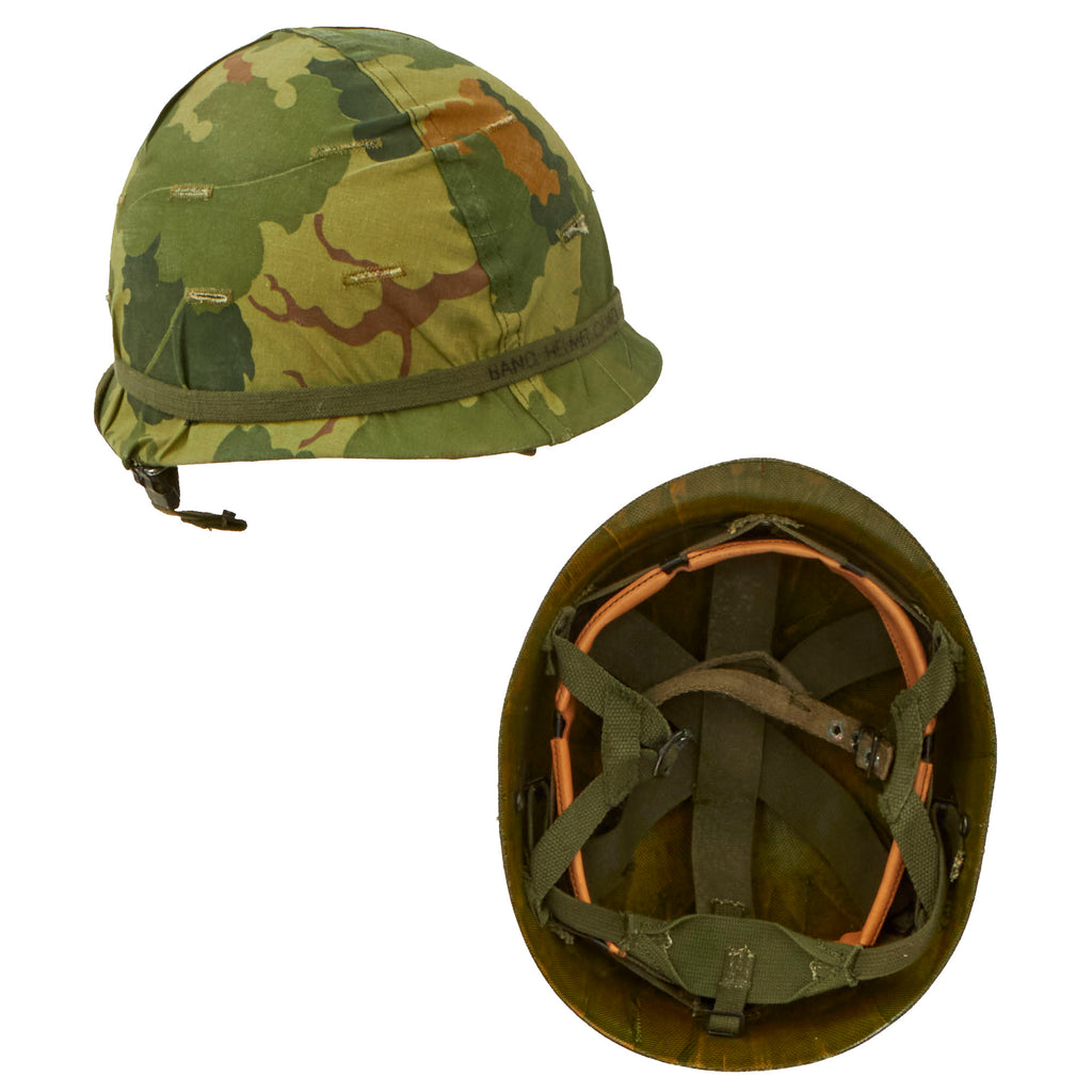 Original U.S. Vietnam War Era M1-C Paratrooper Helmet with Reversible Camouflage Cover - Complete