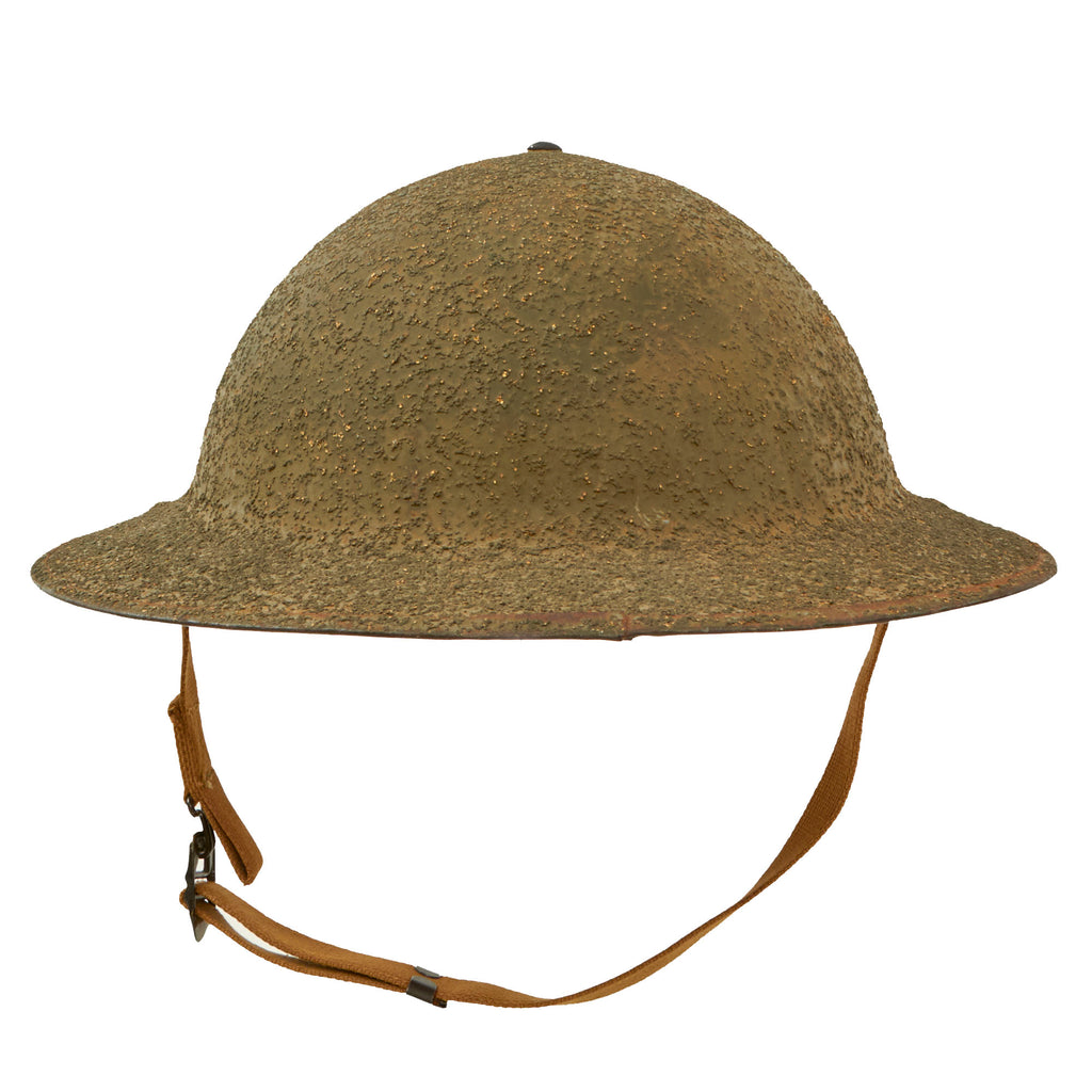 Original U.S. WWII Complete M1917A1 Kelly Helmet with Textured Paint Named to Member of Monticello Home Guard Battalion 10