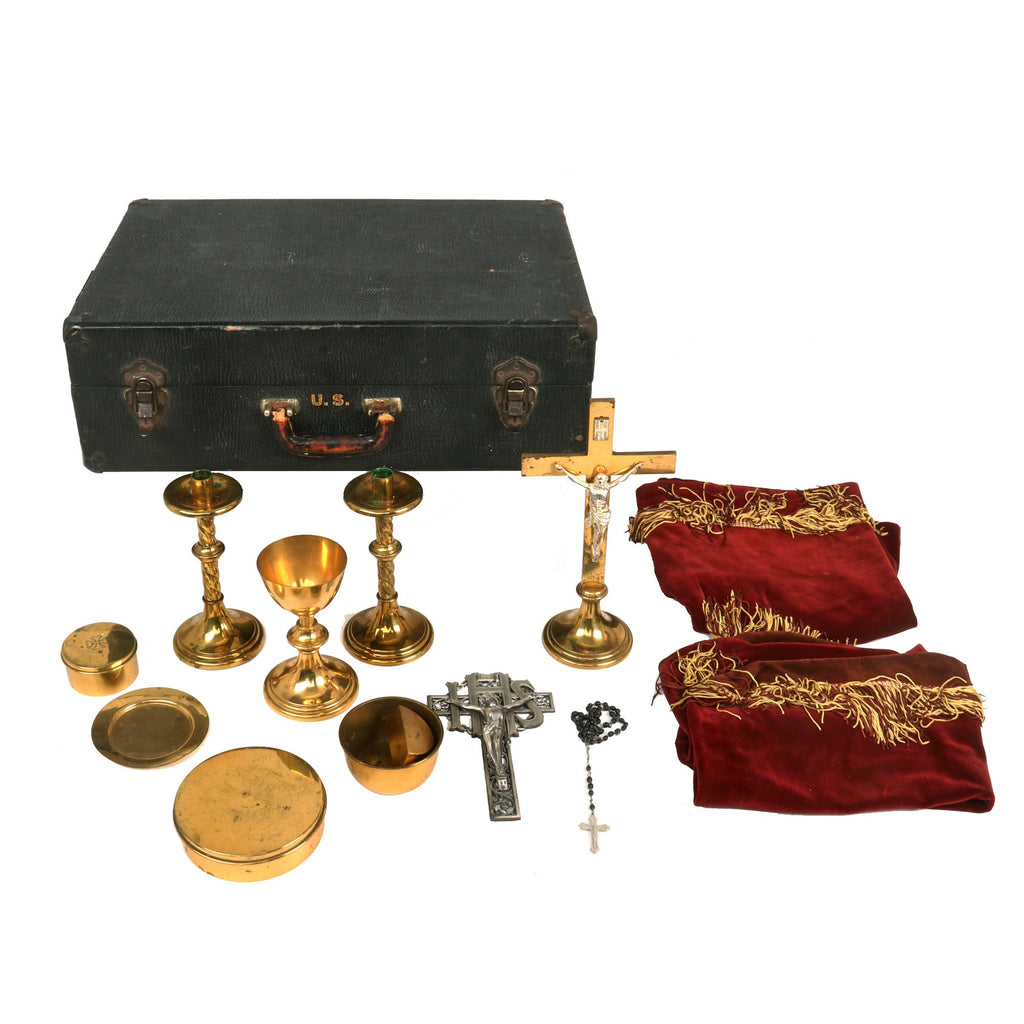 Original U.S. WWII US Army Chaplain Corps Catholic / Protestant Portable Altar Set With Original Contents Original Items