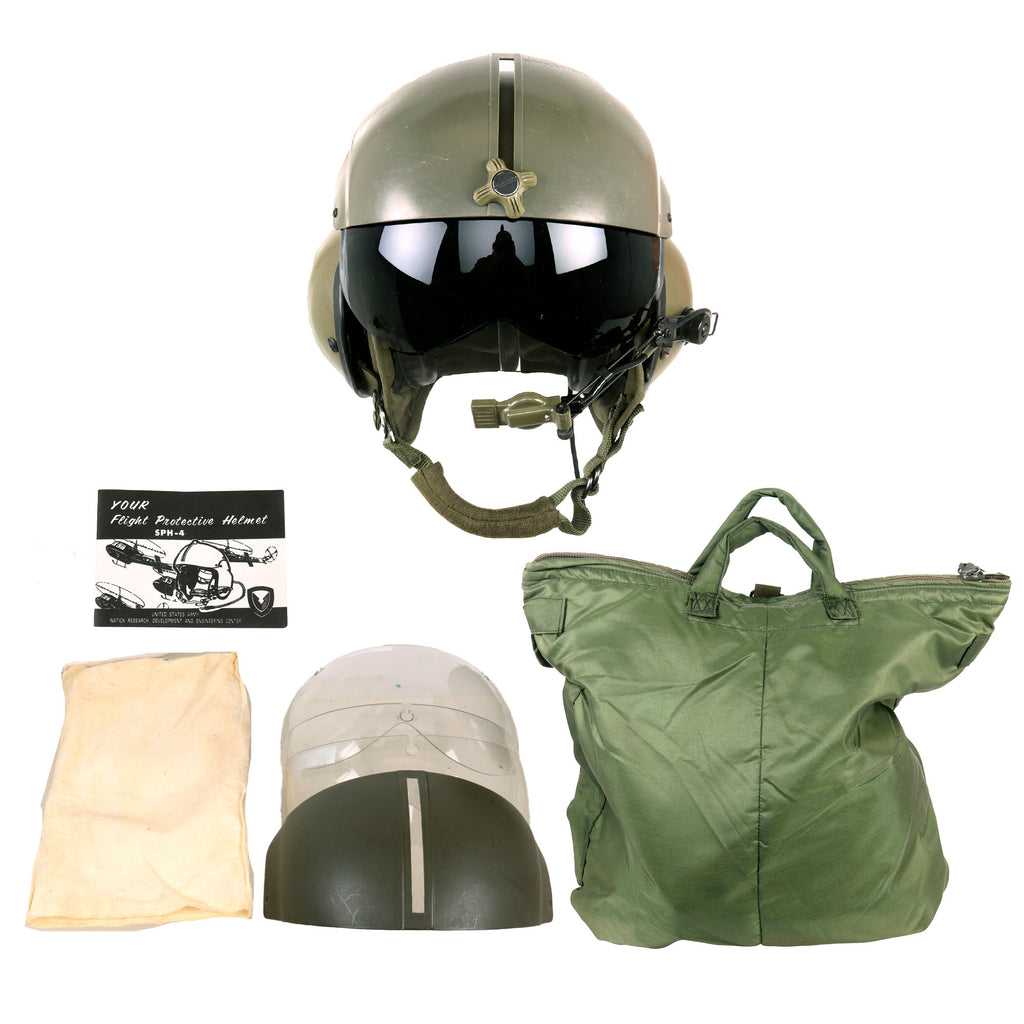 Original U.S. Cold War Era Gentex SPH-4 Helicopter Pilot With Flight Bag, Manual, & Spare Visor