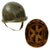 Original U.S. WWII Personalized Camouflaged Front Seam Fixed Bale M1 Helmet with CAPAC Liner - Forest Style Camo