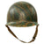 Original U.S. WWII Personalized Camouflaged Front Seam Fixed Bale M1 Helmet with CAPAC Liner - Forest Style Camo