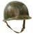 Original U.S. WWII Personalized Camouflaged Front Seam Fixed Bale M1 Helmet with CAPAC Liner - Forest Style Camo