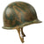 Original U.S. WWII Personalized Camouflaged Front Seam Fixed Bale M1 Helmet with CAPAC Liner - Forest Style Camo