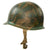 Original U.S. WWII Personalized Camouflaged Front Seam Fixed Bale M1 Helmet with CAPAC Liner - Forest Style Camo