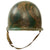 Original U.S. WWII Personalized Camouflaged Front Seam Fixed Bale M1 Helmet with CAPAC Liner - Forest Style Camo