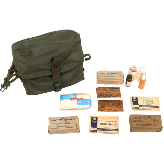 Original U.S. Early Vietnam War Unit-One Rubberized Trifold 1st Pattern M3 Medical Bag - With Contents