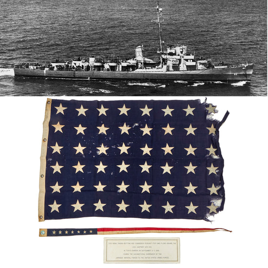 Original U.S. WWII USS Gantner Naval Ensign & Commission Pennant Flown in Tokyo Harbor During Surrender of Japanese Forces on September 2-7th 1945