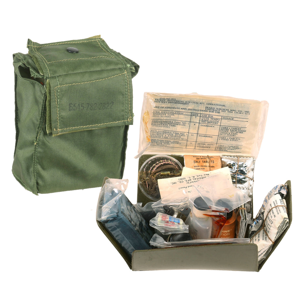 Original U.S. Vietnam War Special Forces Hot / Wet Individual Survival First Aid Kit in Original Belt Pouch