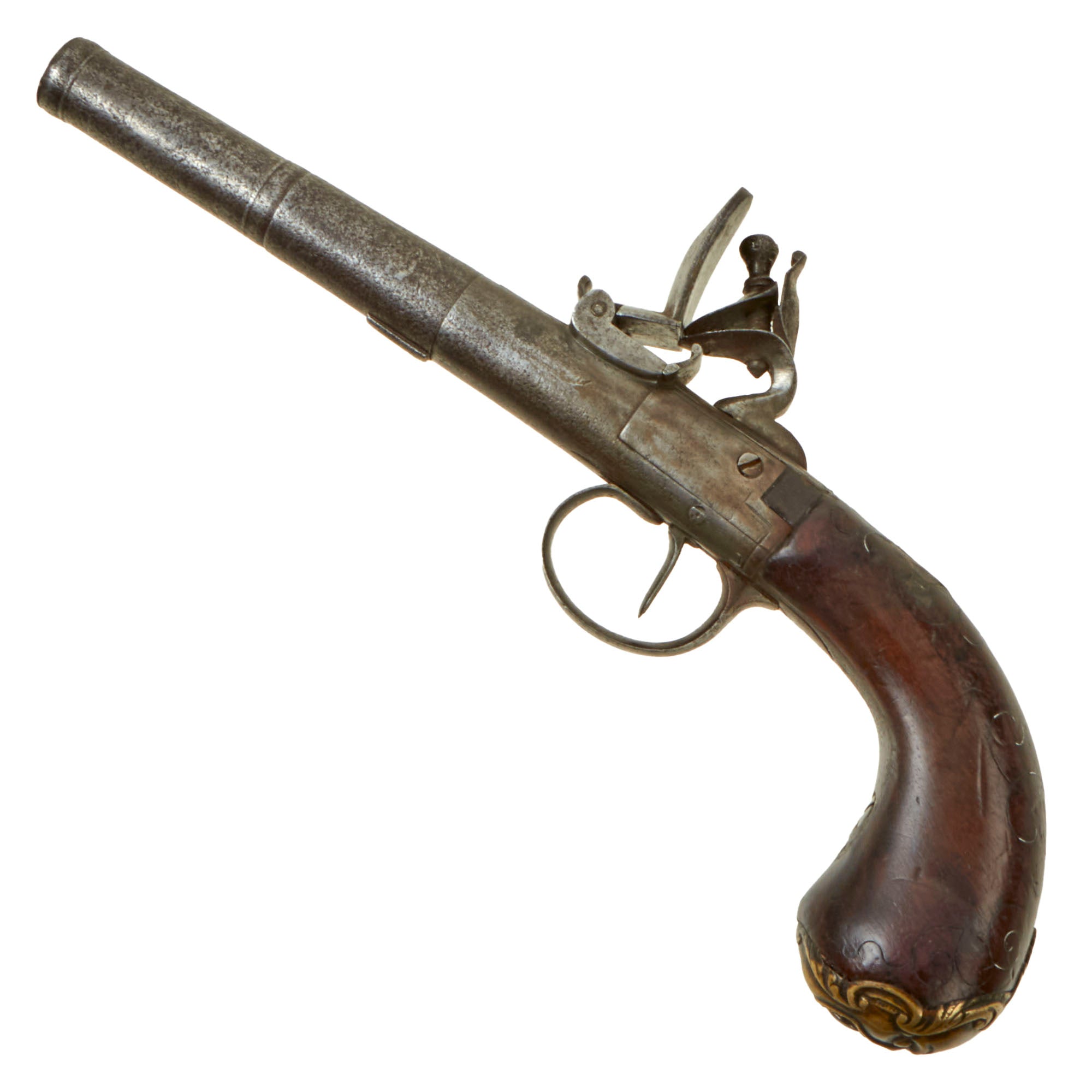 Original 18th Century English Queen Anne Flintlock Pistol with Silver ...