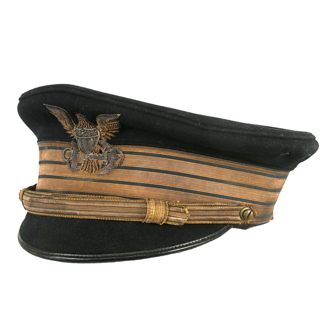 Original U.S. Pre-WWI Coast Guard Admirals Blue Dress Visor Cap with Bullion Eagle Insignia Original Items