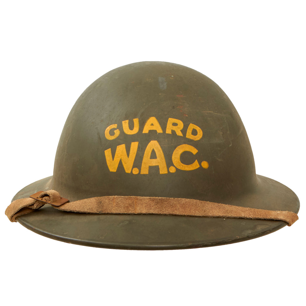 Original U.S. WWII Women’s Army Corps W.A.C. Guard Commercial Helmet with Liner & Chinstrap by B.F. McDonald Co. Original Items