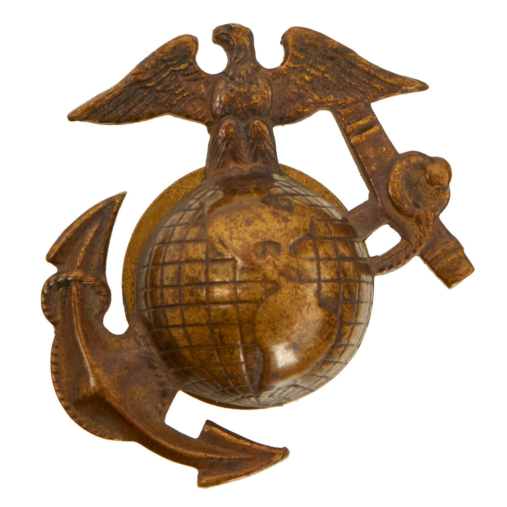 Original U.S. WWI USMC EGA Eagle Globe Anchor Hat Device with Fastener & Washer Original Items