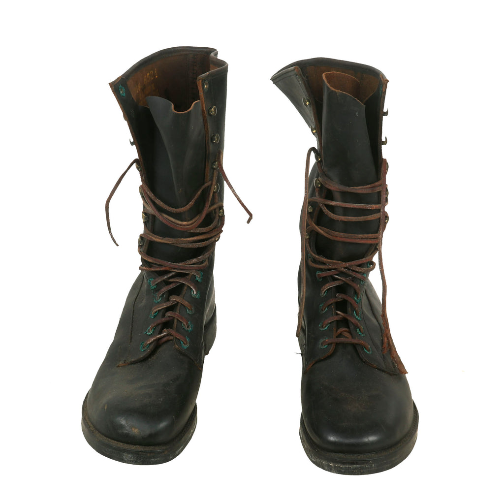 Original U.S. WWII Rare Engineer Blucher Style Leather Boots with Original Leather Laces - Dated 1942 - Size 10½